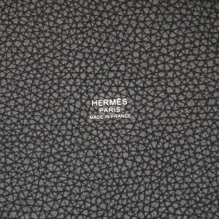 Pre Owned Hermes Picotin Lock 22 Black Taurillon Clemence Leather Tote Bag