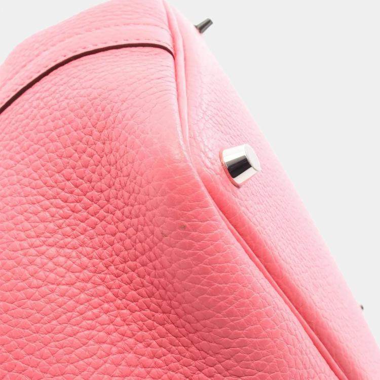 Pre Owned Hermes Picotin Lock PM Rose Azalee Pink Taurillon Clemence Leather Tote Bag