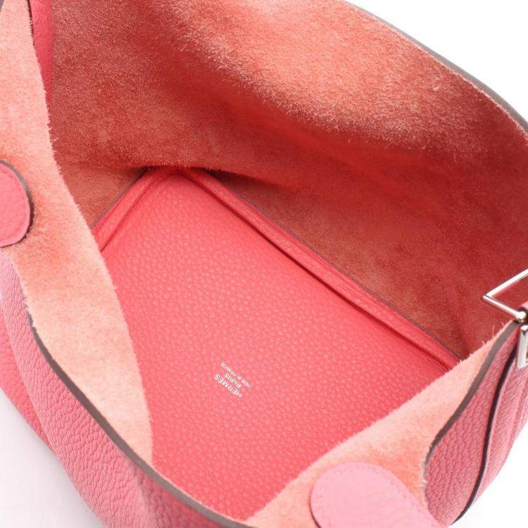 Pre Owned Hermes Picotin Lock PM Rose Azalee Pink Taurillon Clemence Leather Tote Bag