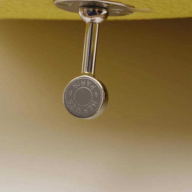 Pre Owned Hermes Lindy Maxi Quadrille Mini Yellow Taurillon Clemence Leather Crossbody Bag