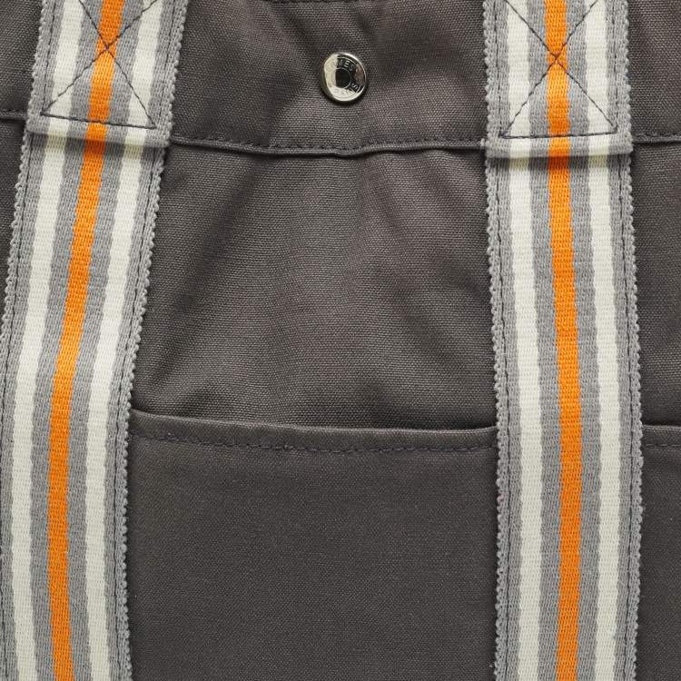 Pre Owned Hermes Fourre Tout Grey/Orange Canvas Tote