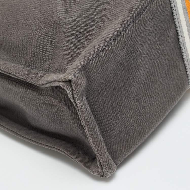 Pre Owned Hermes Fourre Tout Grey/Orange Canvas Tote