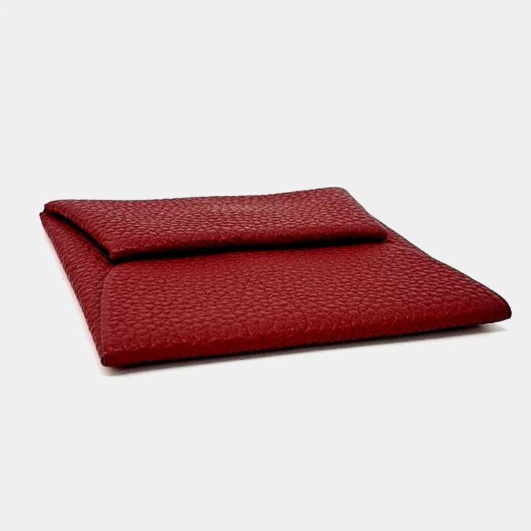 Pre Owned Hermes Red Leather Bastiat Coin Purse
