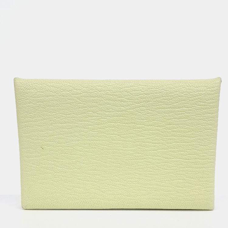 Pre Owned Hermes Yellow Leather Calvi Card Holder
