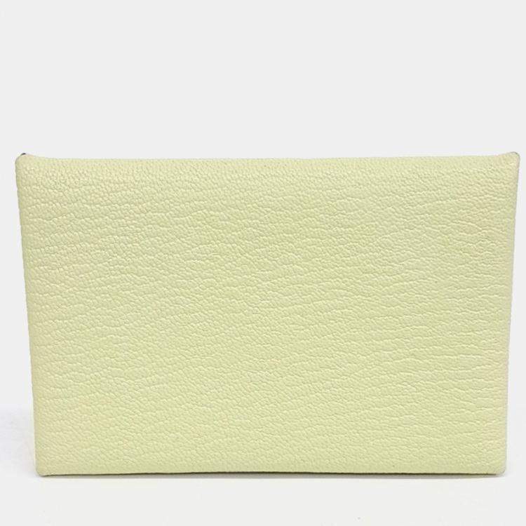Pre Owned Hermes Yellow Leather Calvi Card Holder