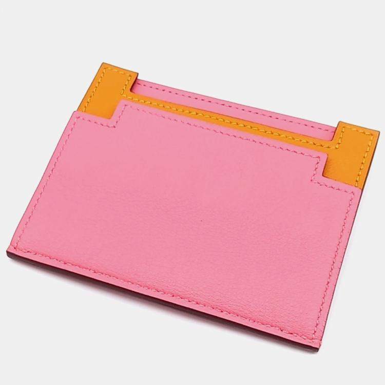 Pre Owned Hermes Pink Leather Card Wallet
