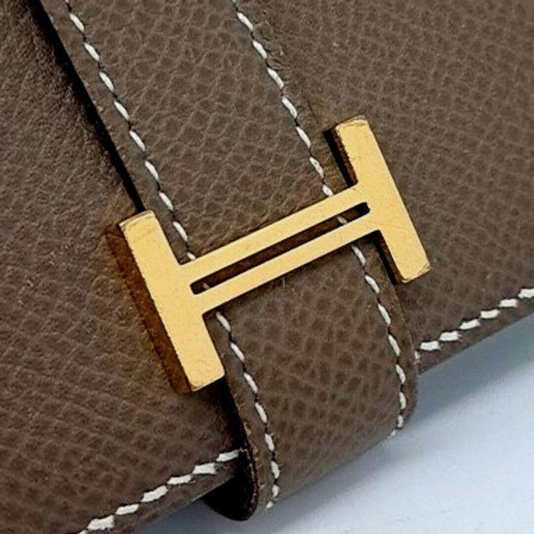 Pre Owned Hermes Brown Leather Bean Half Wallet