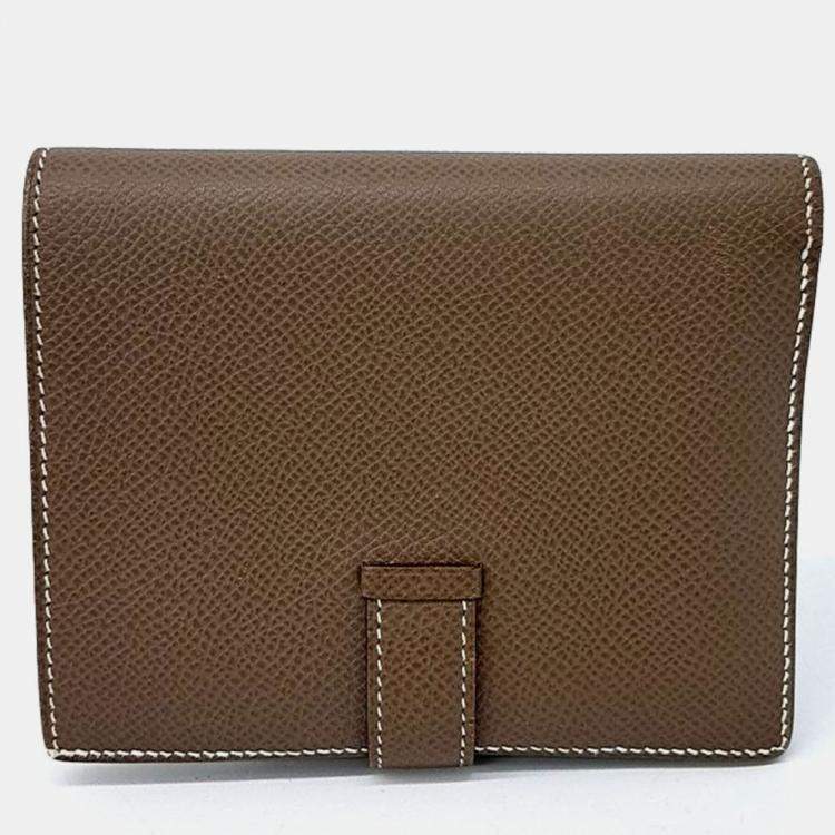 Pre Owned Hermes Brown Leather Bean Half Wallet