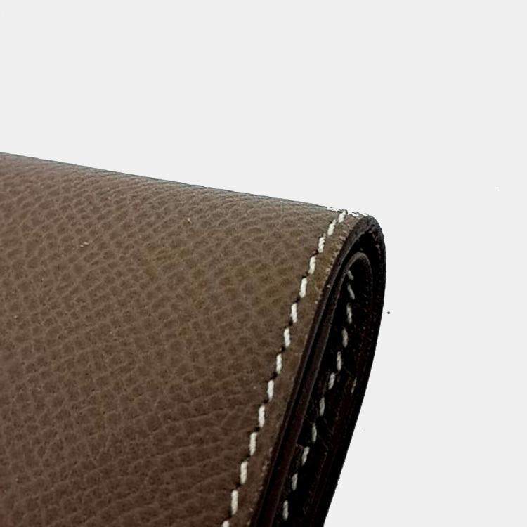 Pre Owned Hermes Brown Leather Bean Half Wallet