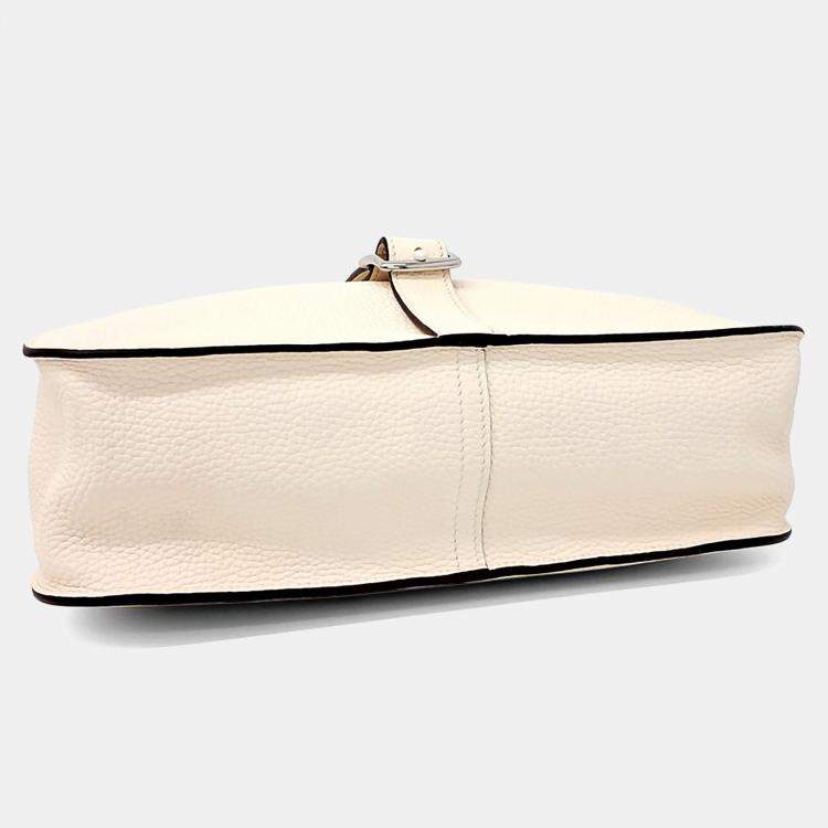 Pre Owned Hermes Cream Leather Halzan Bag 31 A + Twilly