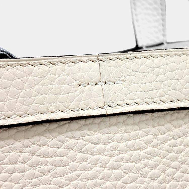 Pre Owned Hermes Cream Leather Halzan Bag 31 A + Twilly