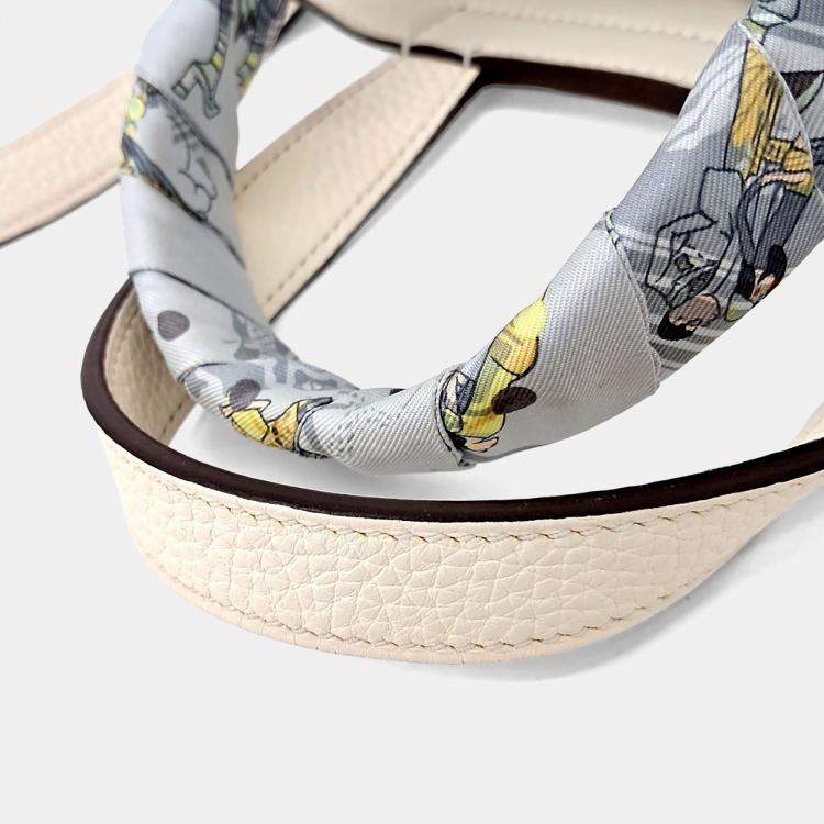 Pre Owned Hermes Cream Leather Halzan Bag 31 A + Twilly