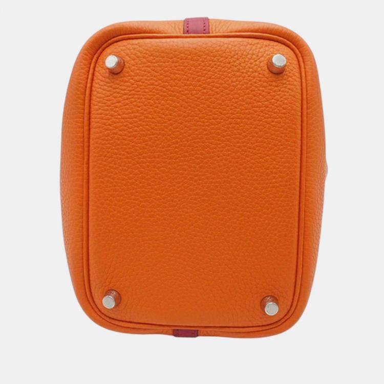 Pre Owned Hermes Orange, Rouge Grenat Bicolor Clemence and Swift Picotin Lock 18
