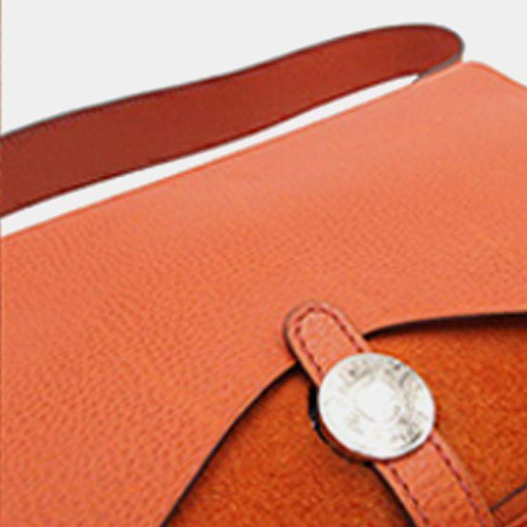 Pre Owned Hermes Potiron Vache Liege and Toile Sac Colorado MM