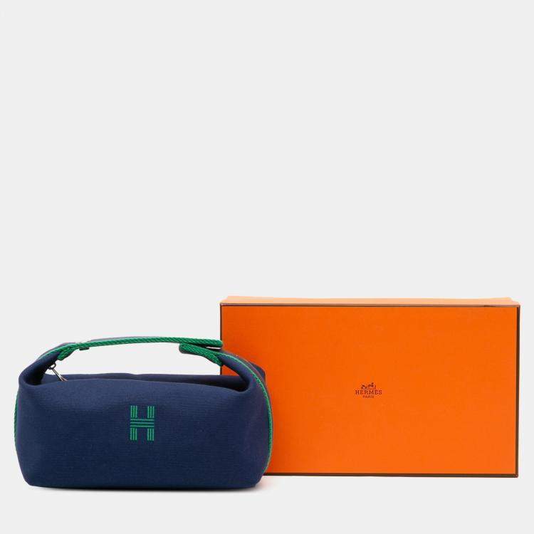 Pre Owned Hermes Blue Small Toile Bride A Brac Case