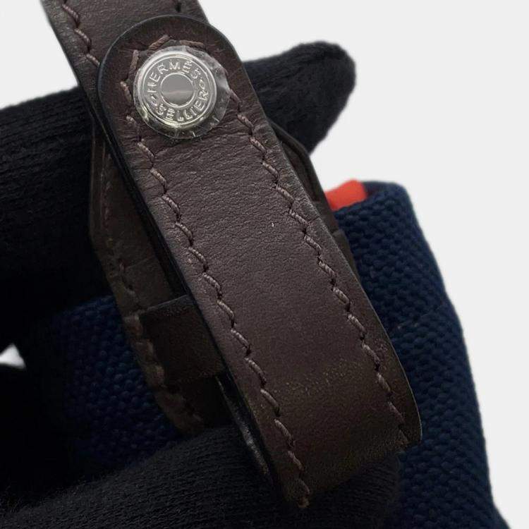 Pre Owned Hermes Dog Treat Pouch Navy Coating Canvas