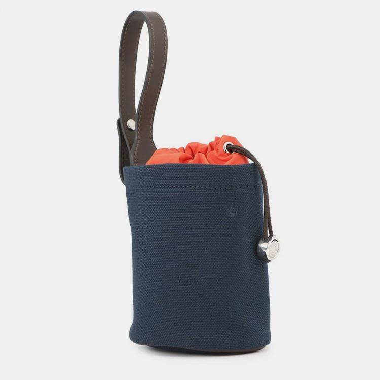 Pre Owned Hermes Dog Treat Pouch Navy Coating Canvas