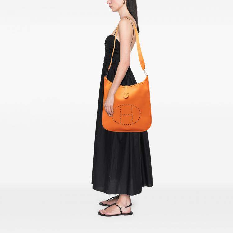 Pre Owned Hermes Orange Epsom Evelyne II TGM