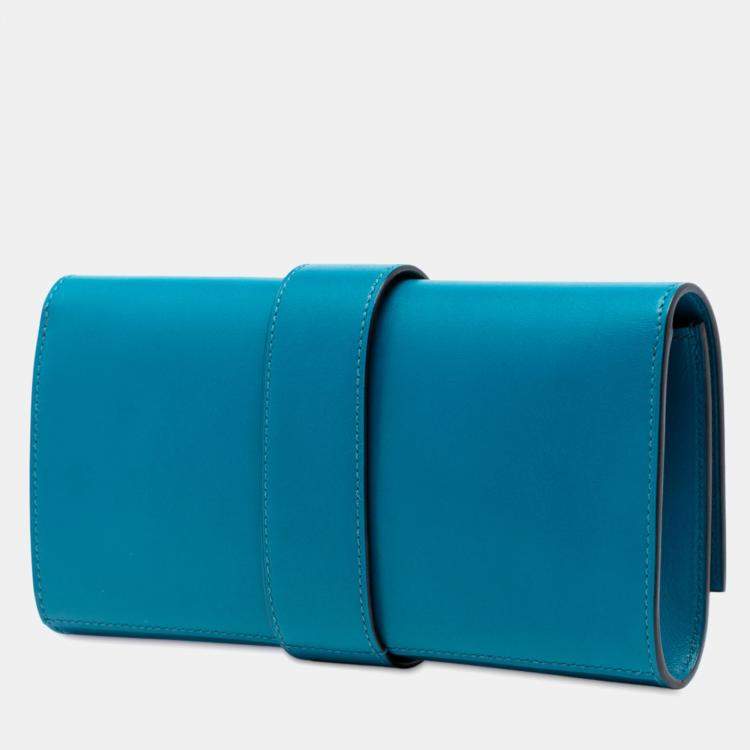 مملوكة مسبقًا Hermes Turquoise Tadelakt Medor Clutch 23