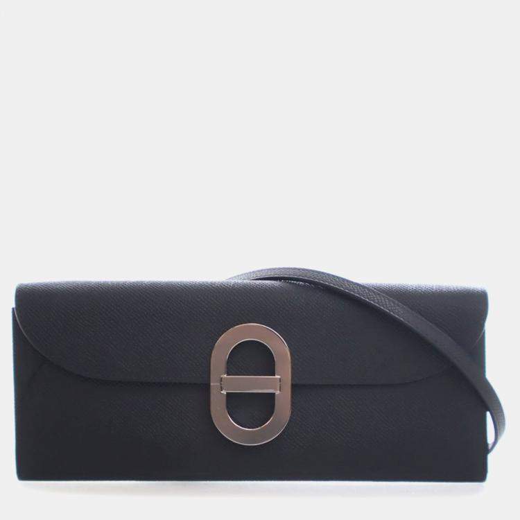 Pre Owned Hermes Noir Epsom Maillon To Go Wallet