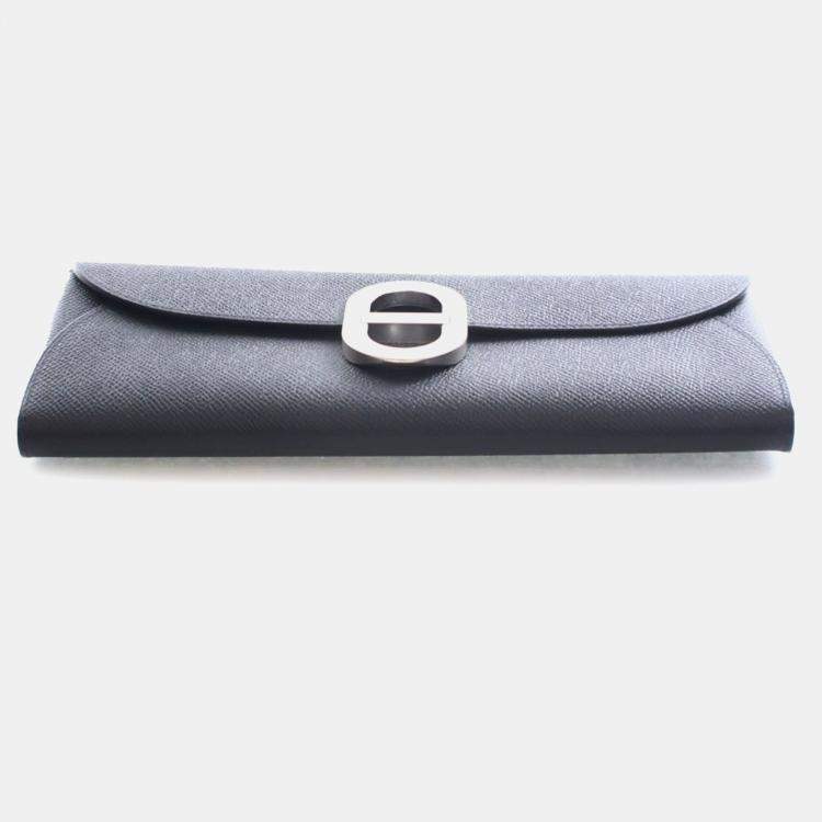 Pre Owned Hermes Noir Epsom Maillon To Go Wallet