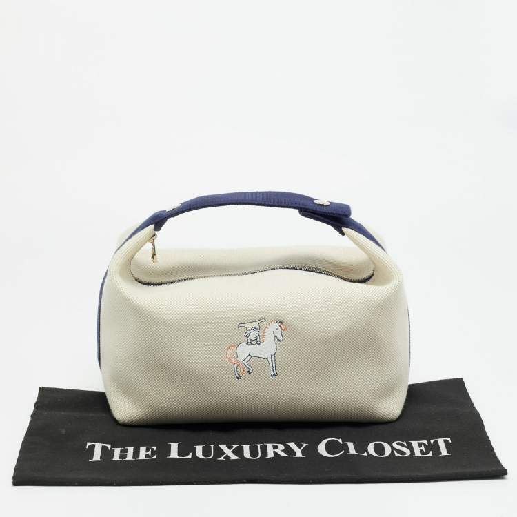 مملوكة مسبقًا Hermès Cabriole Gris Perle Canvas Bride-a-Brac GM Case