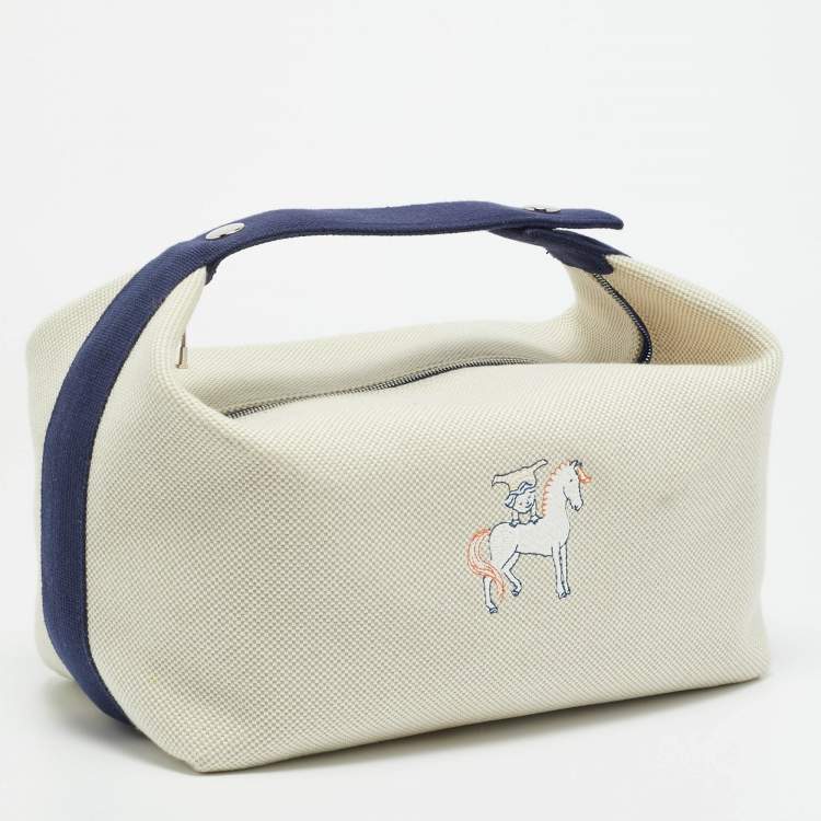 مملوكة مسبقًا Hermès Cabriole Gris Perle Canvas Bride-a-Brac GM Case