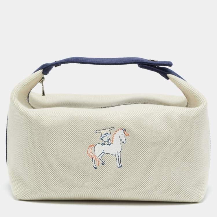 مملوكة مسبقًا Hermès Cabriole Gris Perle Canvas Bride-a-Brac GM Case