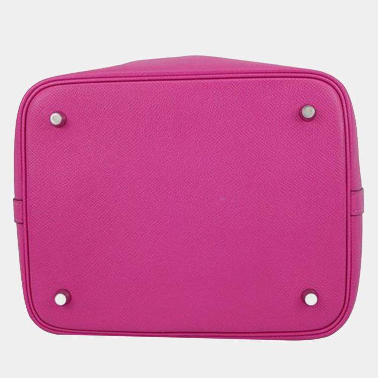 Pre Owned Hermes Magnolia, Bleu Saphir, and Craie Epsom Tressage Picotin Lock 22