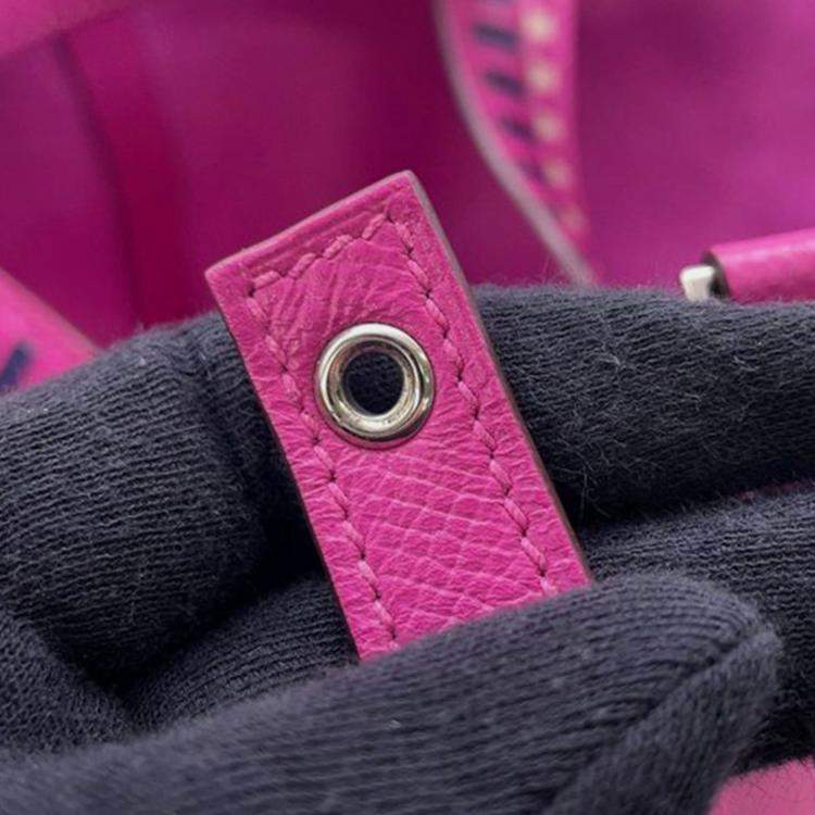 Pre Owned Hermes Magnolia, Bleu Saphir, and Craie Epsom Tressage Picotin Lock 22