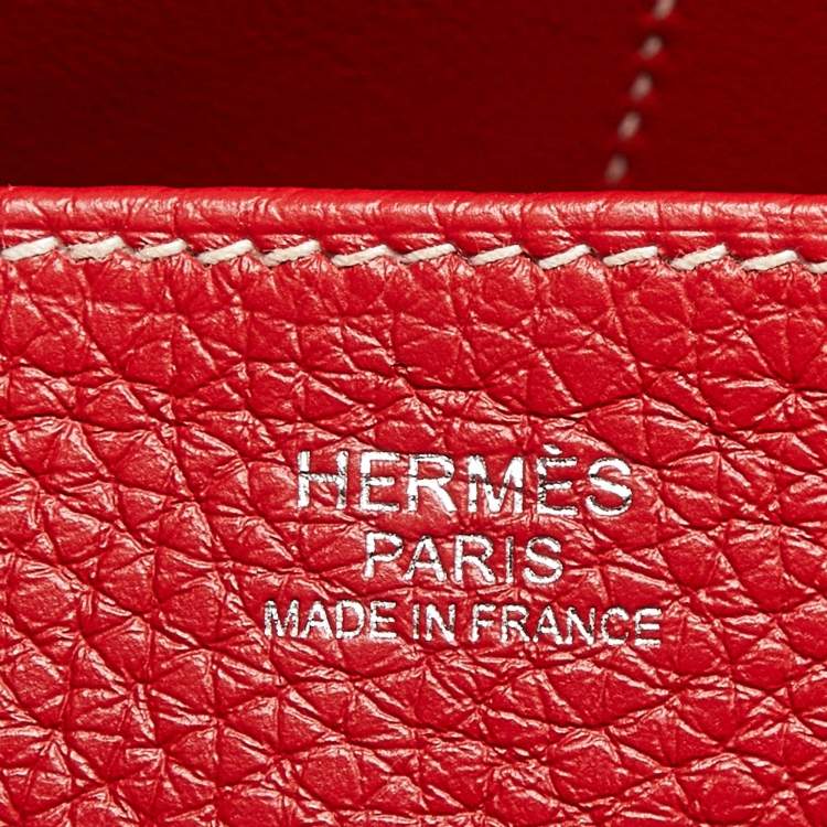 Pre Owned Hermes Halzan 31 Rouge Piment Taurillon Clemence Leather Shoulder Bag