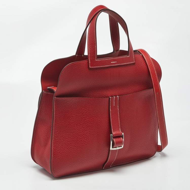 Pre Owned Hermes Halzan 31 Rouge Piment Taurillon Clemence Leather Shoulder Bag