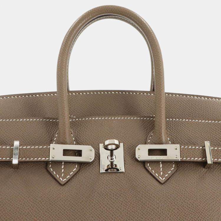 Pre Owned Hermes Birkin 25 Epson Etoupe Handbag