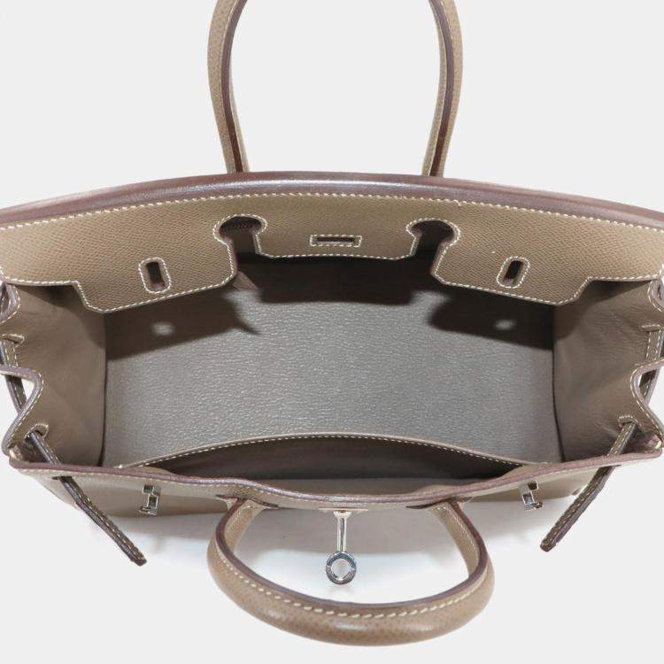 Pre Owned Hermes Birkin 25 Epson Etoupe Handbag