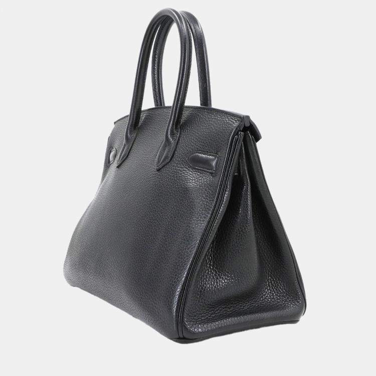 مملوكة مسبقًا Hermes Birkin 30 Taurillon Clemence Black Handbag