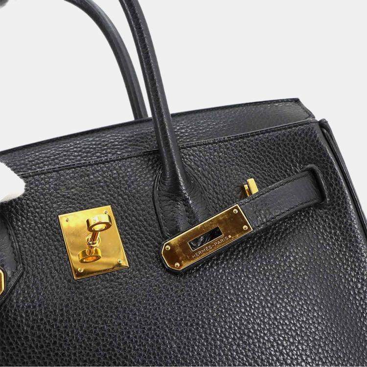 مملوكة مسبقًا Hermes Birkin 30 Taurillon Clemence Black Handbag