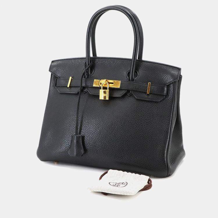 مملوكة مسبقًا Hermes Birkin 30 Taurillon Clemence Black Handbag