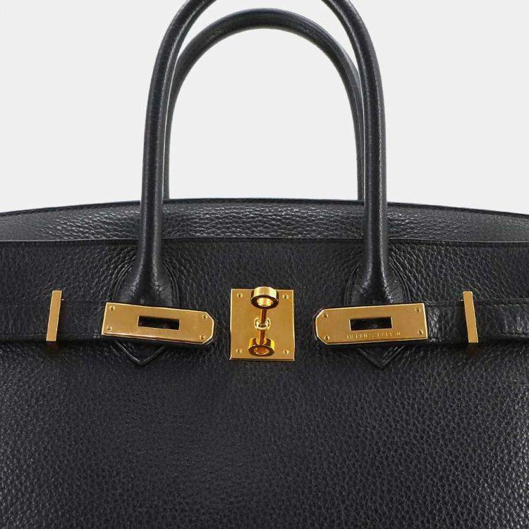 مملوكة مسبقًا Hermes Birkin 30 Taurillon Clemence Black Handbag