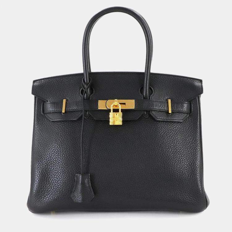 مملوكة مسبقًا Hermes Birkin 30 Taurillon Clemence Black Handbag