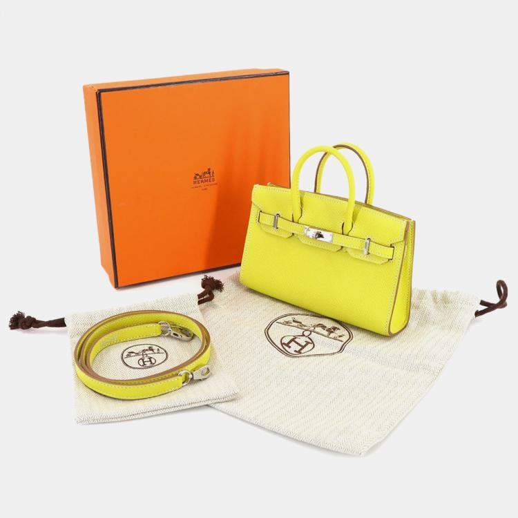 Pre Owned Hermes Tiny Birkin Epsom Lime Shoulder Bag