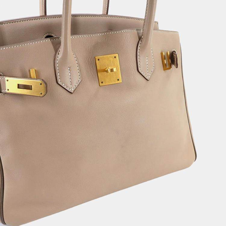 مملوكة مسبقًا Hermes Birkin 30 Personal Spo Handbag In Swift Argile Etoupe