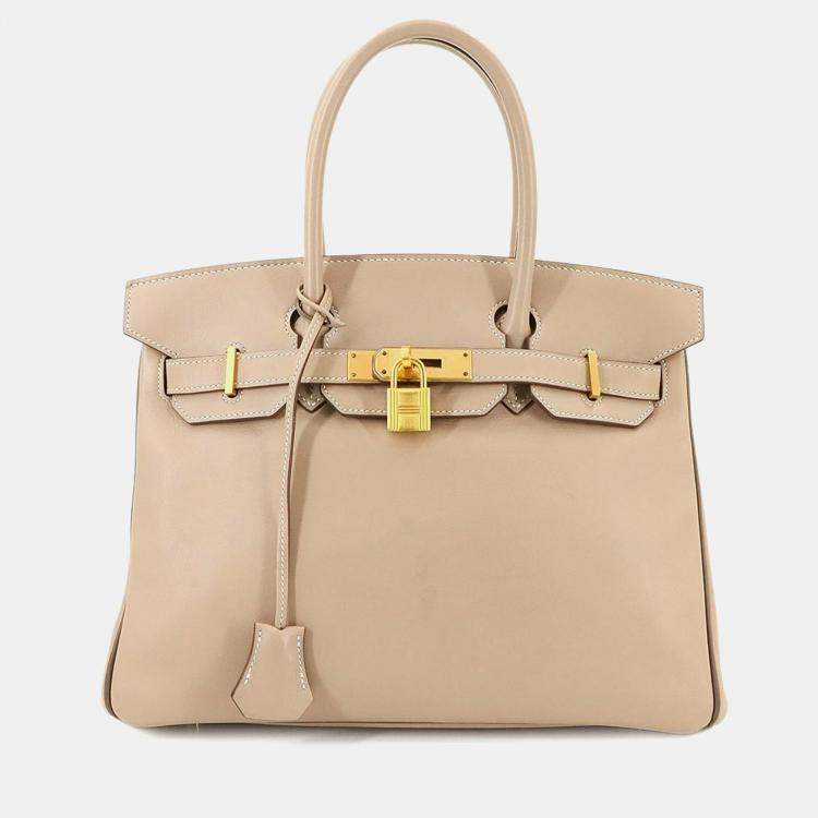 مملوكة مسبقًا Hermes Birkin 30 Personal Spo Handbag In Swift Argile Etoupe