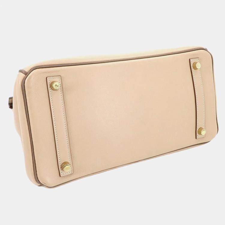 مملوكة مسبقًا Hermes Birkin 30 Personal Spo Handbag In Swift Argile Etoupe