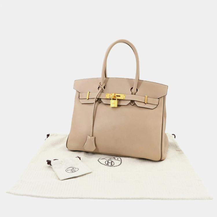 مملوكة مسبقًا Hermes Birkin 30 Personal Spo Handbag In Swift Argile Etoupe