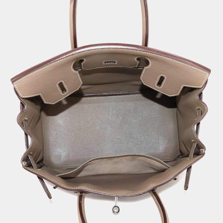 Pre Owned Hermes Birkin 30 Taurillon Clemence Etoupe Handbag