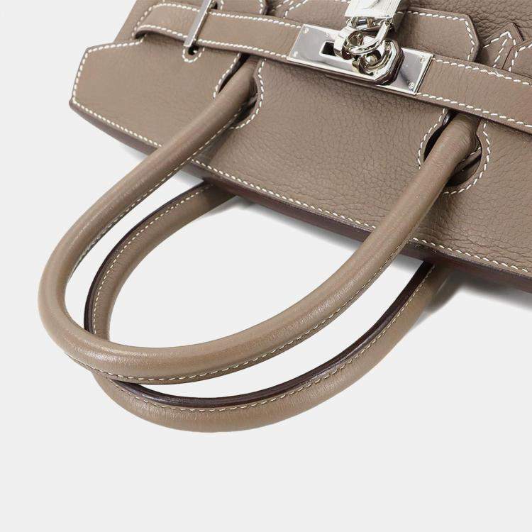 Pre Owned Hermes Birkin 30 Taurillon Clemence Etoupe Handbag