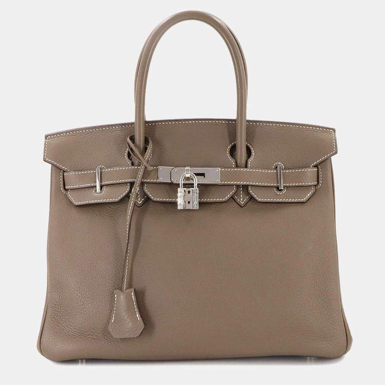 Pre Owned Hermes Birkin 30 Taurillon Clemence Etoupe Handbag