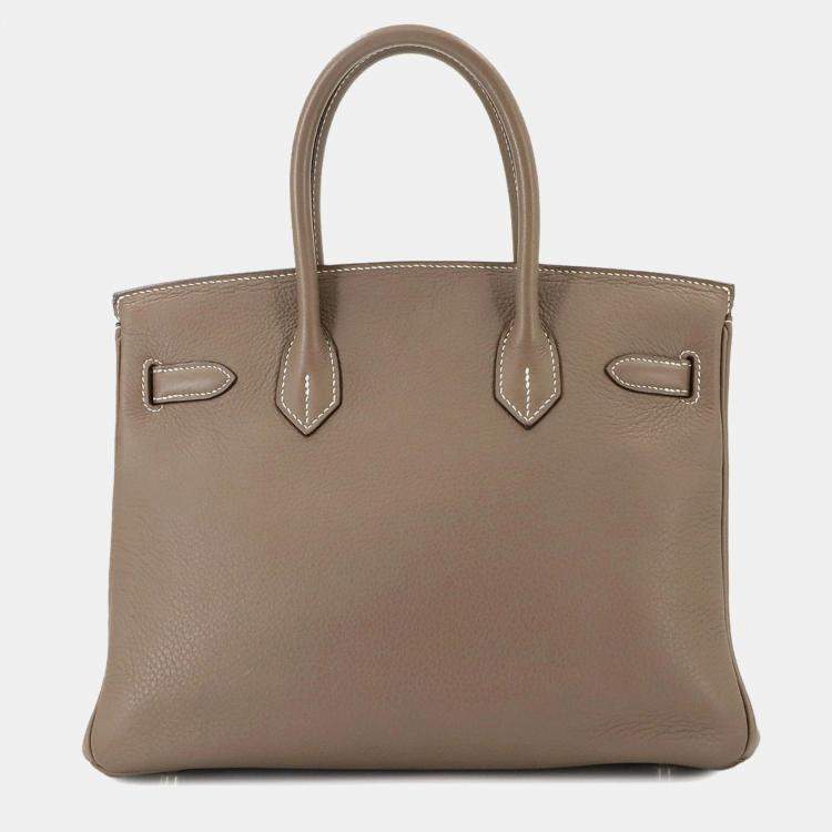 Pre Owned Hermes Birkin 30 Taurillon Clemence Etoupe Handbag