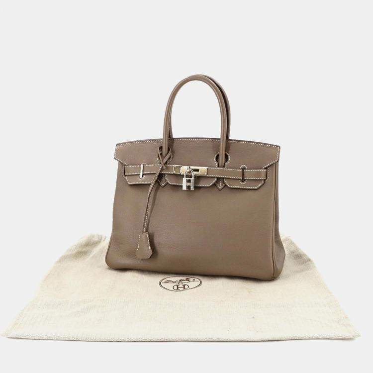 Pre Owned Hermes Birkin 30 Taurillon Clemence Etoupe Handbag