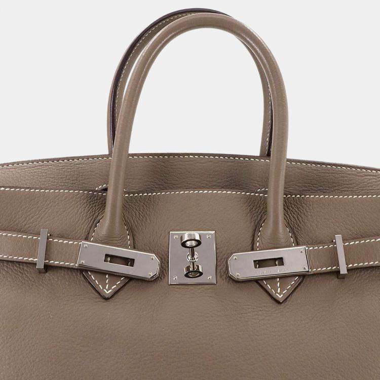 Pre Owned Hermes Birkin 30 Taurillon Clemence Etoupe Handbag